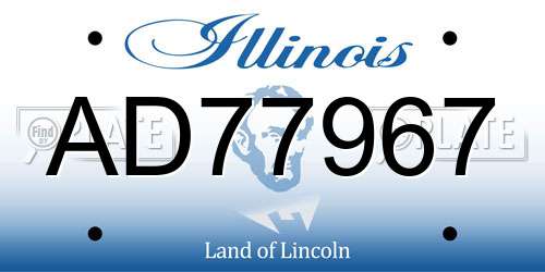 AD77967 Illinois License Plate