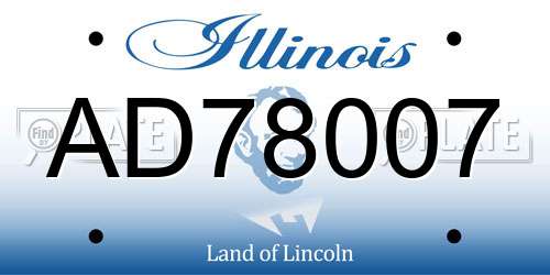 AD78007 Illinois License Plate