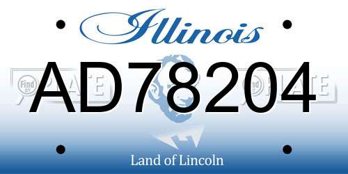 AD78204 Illinois License Plate