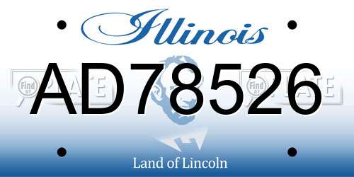 AD78526 Illinois License Plate
