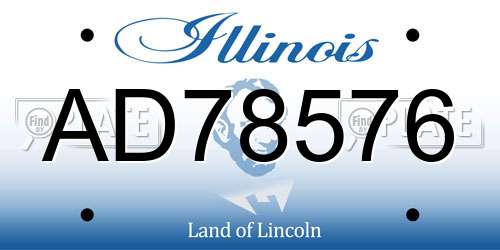 AD78576 Illinois License Plate