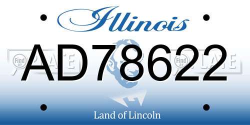 AD78622 Illinois License Plate