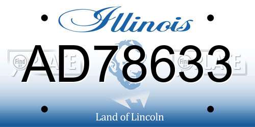 AD78633 Illinois License Plate