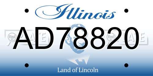 AD78820 Illinois License Plate