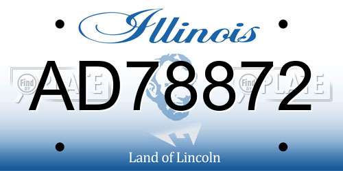 AD78872 Illinois License Plate