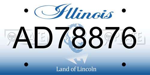 AD78876 Illinois License Plate