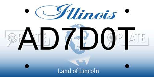 AD7D0T Illinois License Plate