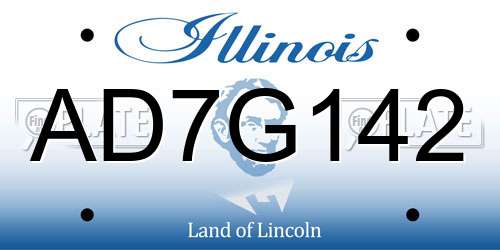 AD7G142 Illinois License Plate