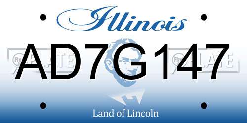 AD7G147 Illinois License Plate