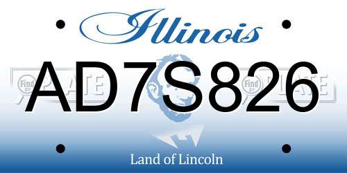 AD7S826 Illinois License Plate
