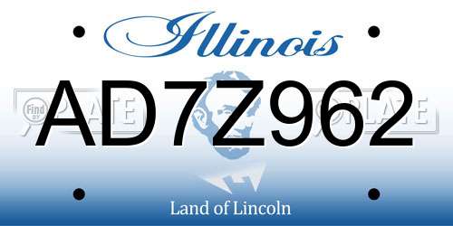 AD7Z962 Illinois License Plate