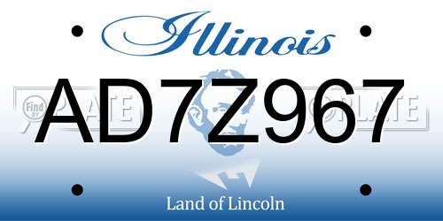 AD7Z967 Illinois License Plate