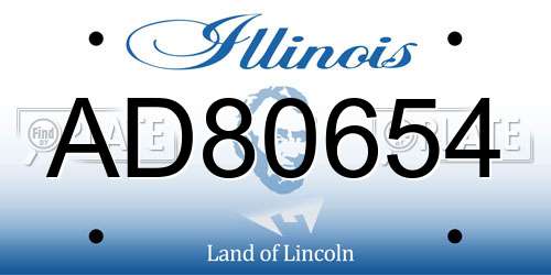 AD80654 Illinois License Plate