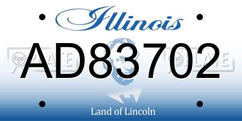 AD83702 Illinois License Plate
