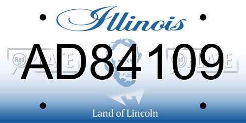 AD84109 Illinois License Plate