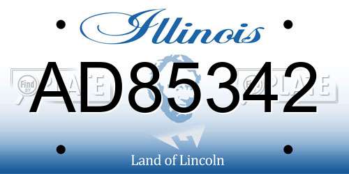AD85342 Illinois License Plate