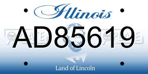 AD85619 Illinois License Plate