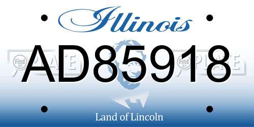 AD85918 Illinois License Plate