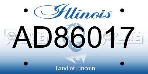 AD86017 Illinois License Plate