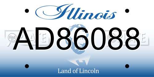 AD86088 Illinois License Plate