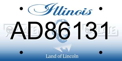 AD86131 Illinois License Plate