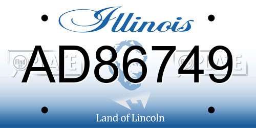 AD86749 Illinois License Plate