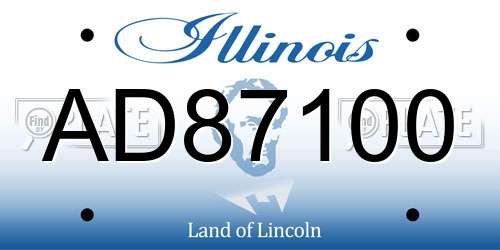 AD87100 Illinois License Plate