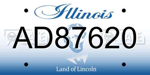 AD87620 Illinois License Plate