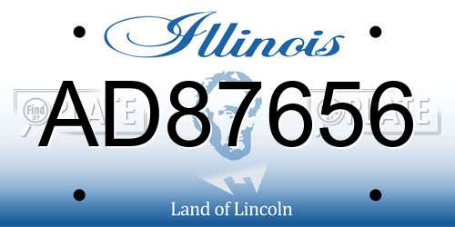 AD87656 Illinois License Plate