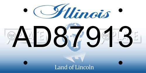 AD87913 Illinois License Plate