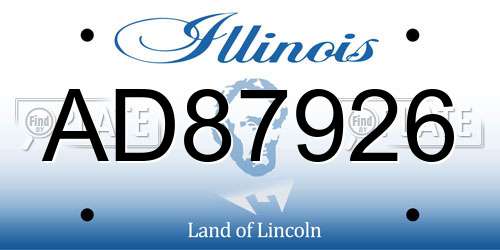 AD87926 Illinois License Plate