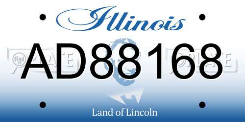 AD88168 Illinois License Plate
