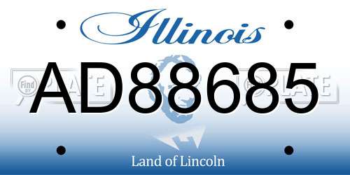 AD88685 Illinois License Plate