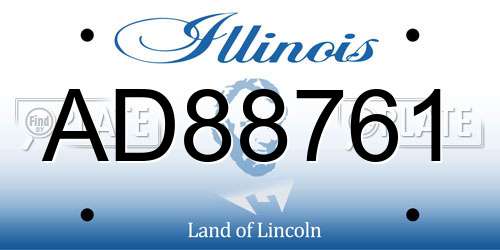 AD88761 Illinois License Plate