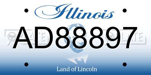 AD88897 Illinois License Plate