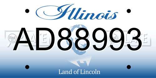 AD88993 Illinois License Plate