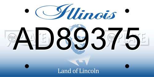 AD89375 Illinois License Plate