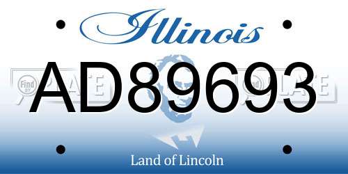 AD89693 Illinois License Plate