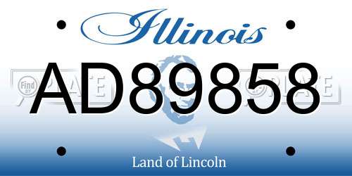AD89858 Illinois License Plate