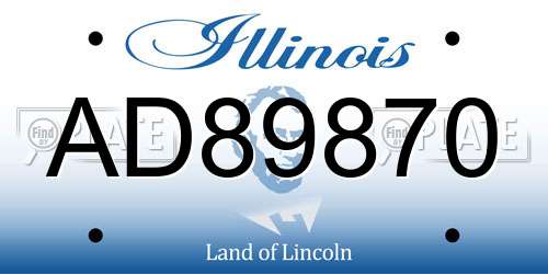 AD89870 Illinois License Plate