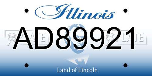 AD89921 Illinois License Plate