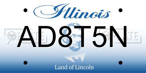 AD8T5N Illinois License Plate