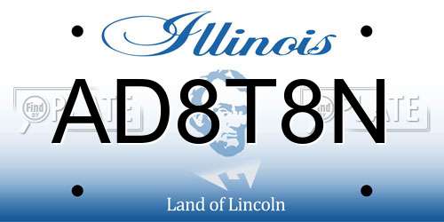AD8T8N Illinois License Plate