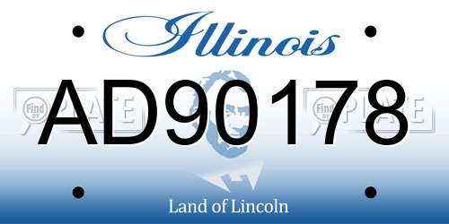 AD90178 Illinois License Plate