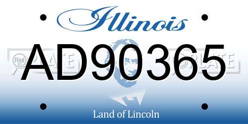 AD90365 Illinois License Plate
