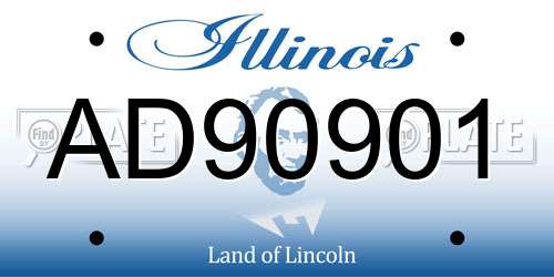 AD90901 Illinois License Plate