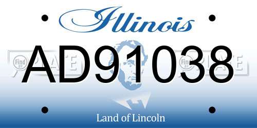 AD91038 Illinois License Plate
