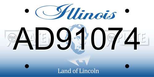 AD91074 Illinois License Plate