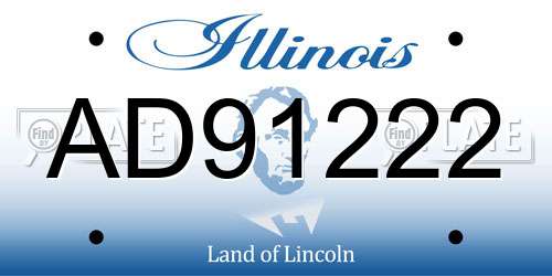 AD91222 Illinois License Plate
