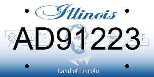 AD91223 Illinois License Plate